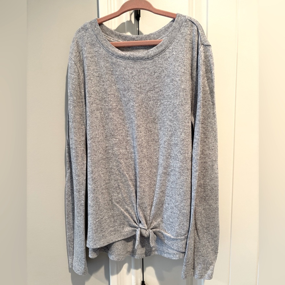 GAP Gray Tie Front Long Sleeve Shirt